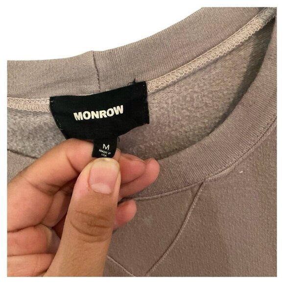 Monrow Men’s Classic Gray Supersoft Pullover Crew Neck Sweatshirt Sweater Size M - Picture 2 of 10